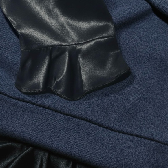 ZARA Navy Blue and Black Satin Contrast Layered Sweater Sweatshirt Blouse Small - Picture 10 of 16